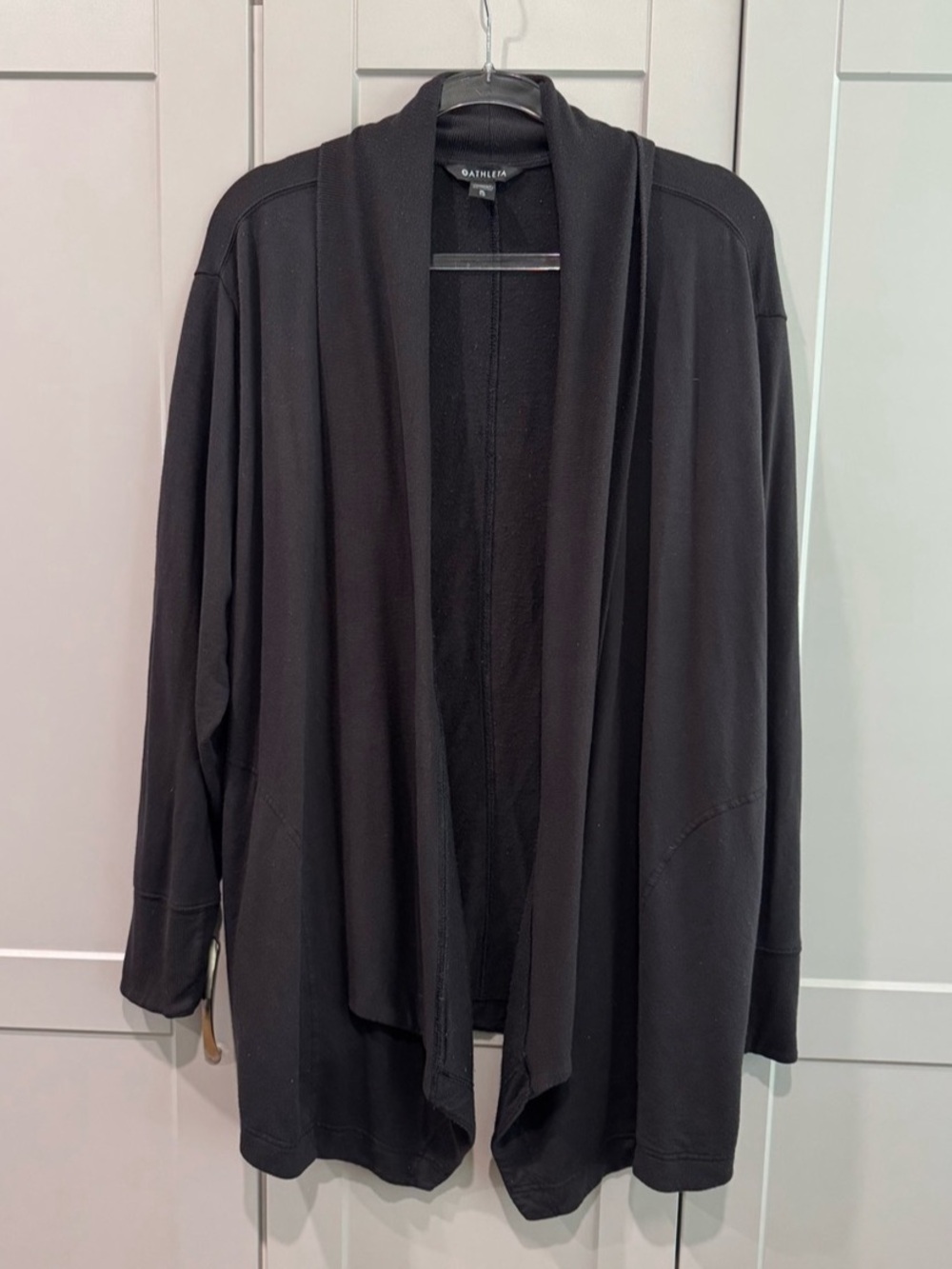 Athleta Cowl Neck Waterfall Sweatshirt Draped Cardigan Black XL